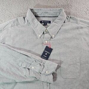 NWT Cremieux Button Shirt Men 3XB‎ Long Sleeve Blue White Cotton